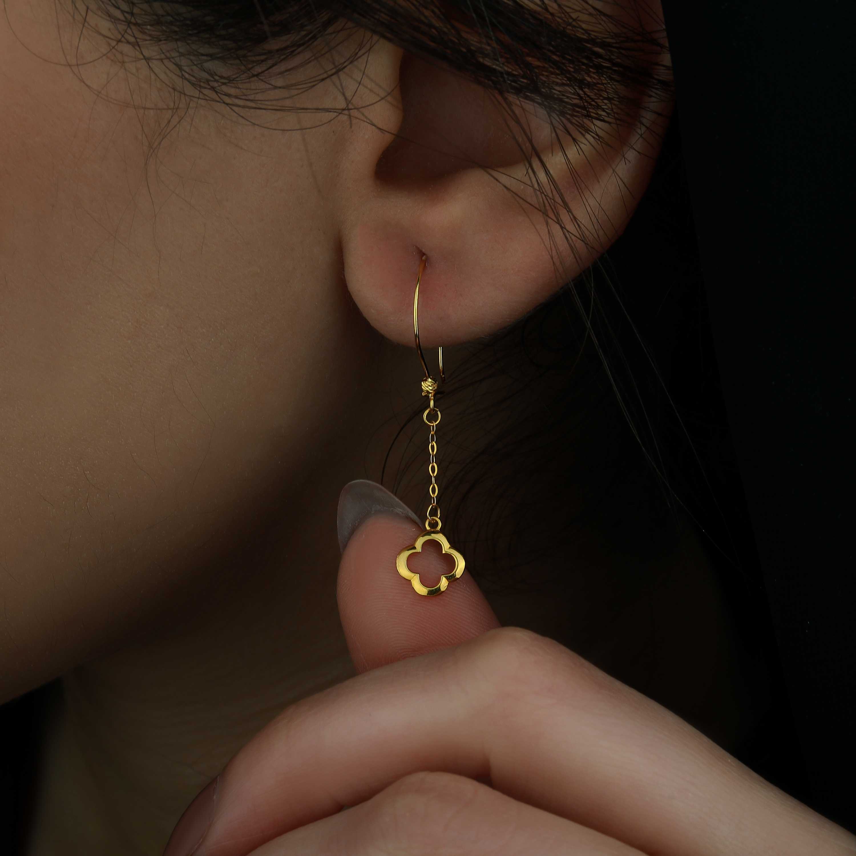 21 karat gold pendant earrings, made in Turkey - (H-0750)